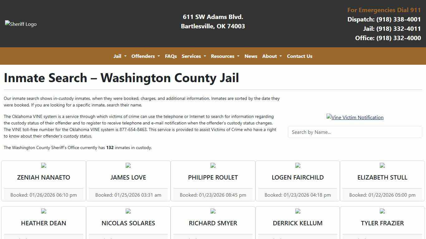 Inmate Search Washington County Sheriff's Office