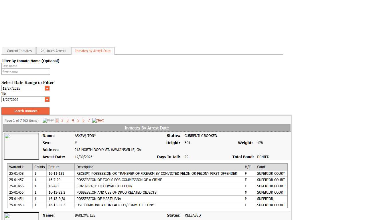 Inmates by Arrest Date